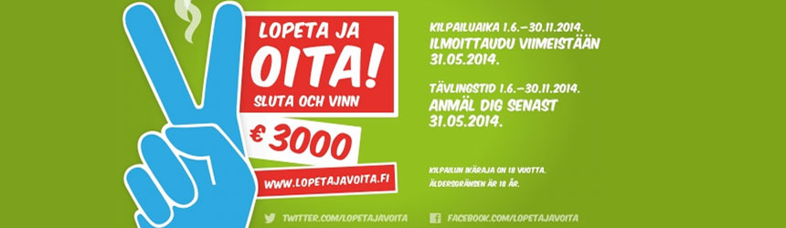 Ilmoittautuminen Lopeta ja voita -kilpailuun on alkanut!